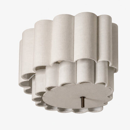 Linbron Flush Lighting – Scalloped Linen Shade and Bronze Finish Modern Ceiling Light for Dining Room
