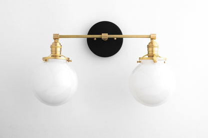 Lumio Globe Glass Globe Vanity Light - Modern Two Light Bathroom Sconce