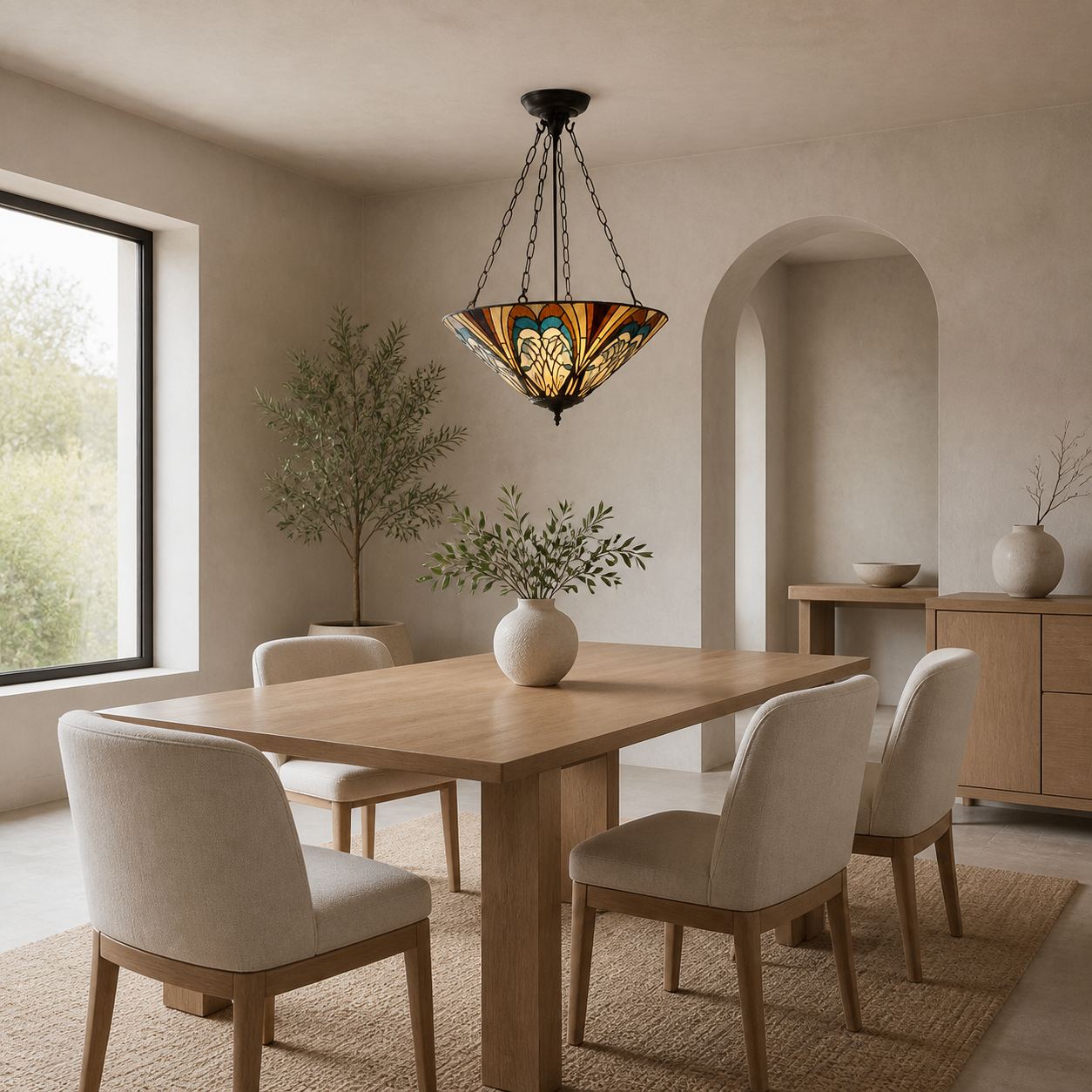 TF Hector Deckenleuchte – Handgefertigtes Buntglas-Design, Einbau- oder Pendelleuchte für Zuhause