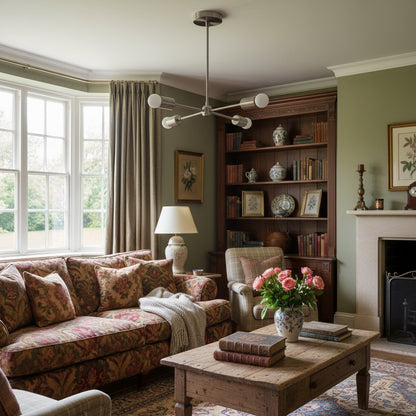 Mobilux Line Mid Century Gold Sputnik Chandelier - Geometric Brass Fixture