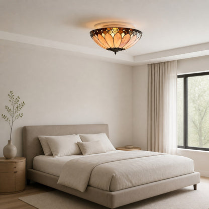 TF Brooklyn Tiffany Glas-Deckenleuchte – Art-Deco-Design für Flur oder Wohnzimmer