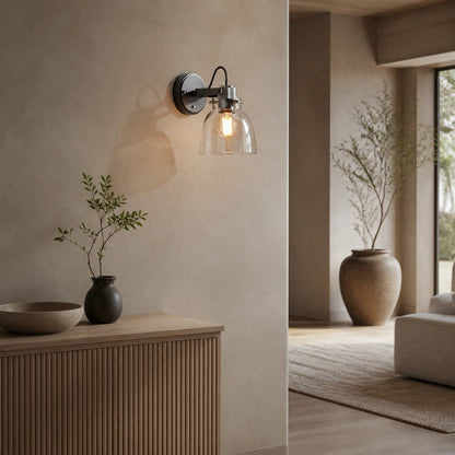 Readium Modern Glass-Shaded Wall Lamp – Adjustable Head for Bedrooms and Hallways