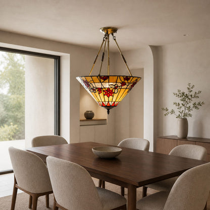TF Butterfly Pendant Light – Stained Glass Pendant in Art Nouveau Style for Living Room