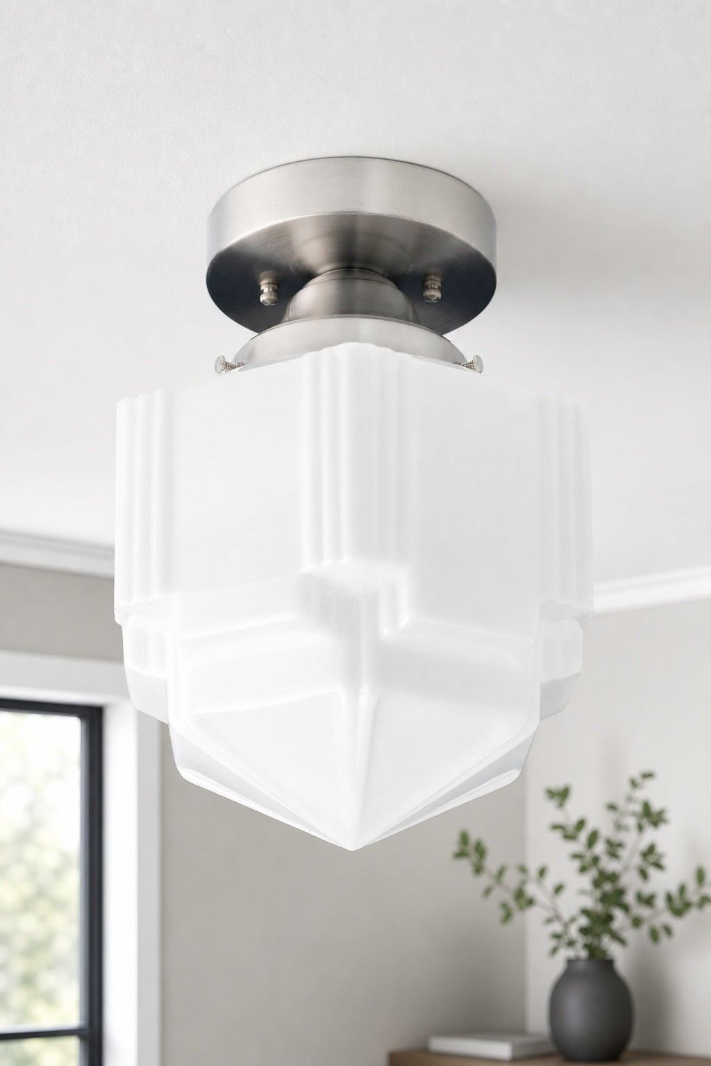 Geotower Glas Art Deco Deckenleuchte - Glasleuchte - Elegante Wohnbeleuchtung