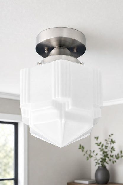 Geotower Glas Art Deco Deckenleuchte - Glasleuchte - Elegante Wohnbeleuchtung