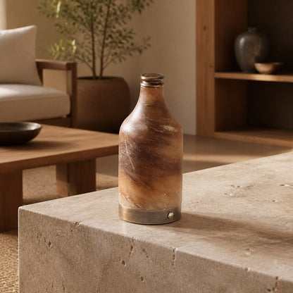 Wine Bottle Alabaster Table Lamp (Built-in Battery)