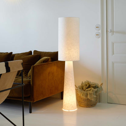 Rustikale zylindrische Leinen Stehlampe für Wohnzimmer