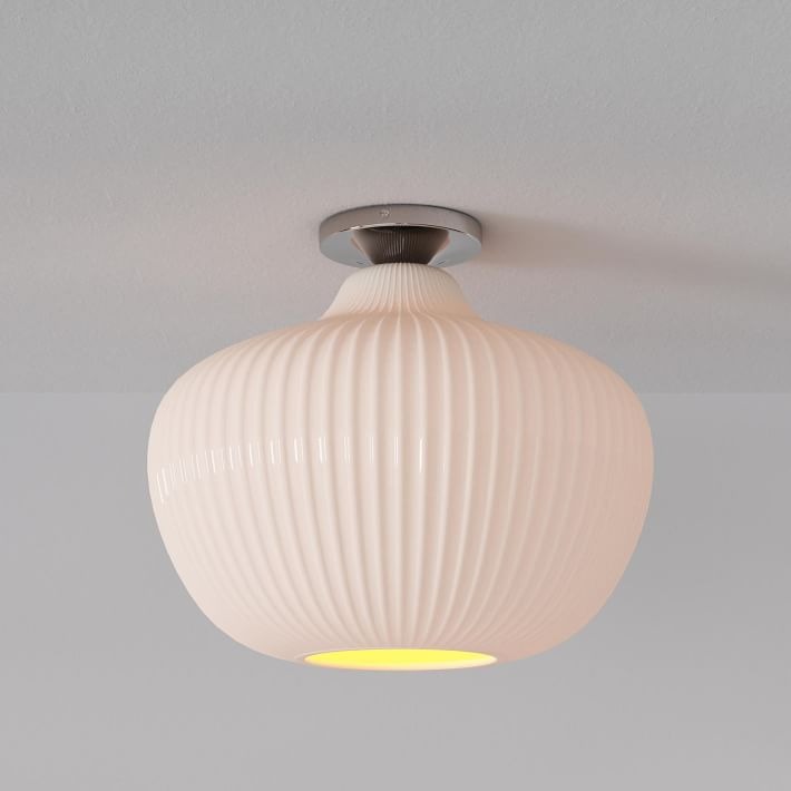 Rivrona Glass Flush Mount Ceiling Light - Modern Champagne Globe Design