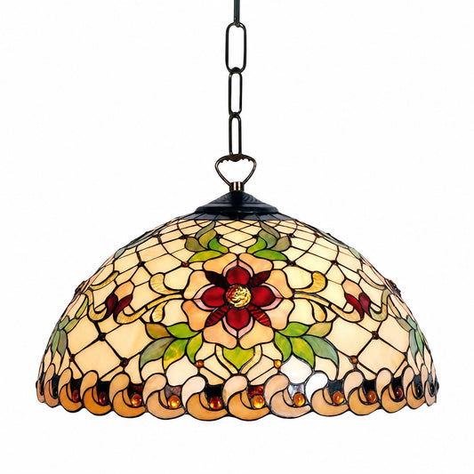TF Angelique Buntglas-Pendelleuchte – Farbenfroher Mosaikschirm, verstellbare Kette, kleine Pendelleuchte, klassisch-dekorativ für Küche oder Eingangsbereich