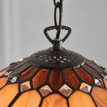 TF Brooklyn Pendelleuchte – Pendelleuchte im geometrischen Buntglas-Art-Deco-Stil für Esszimmer