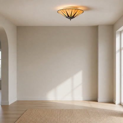 TF Dark Star Tiffany Ceiling Lamp – Stained Glass Star Design for Dining or Hall