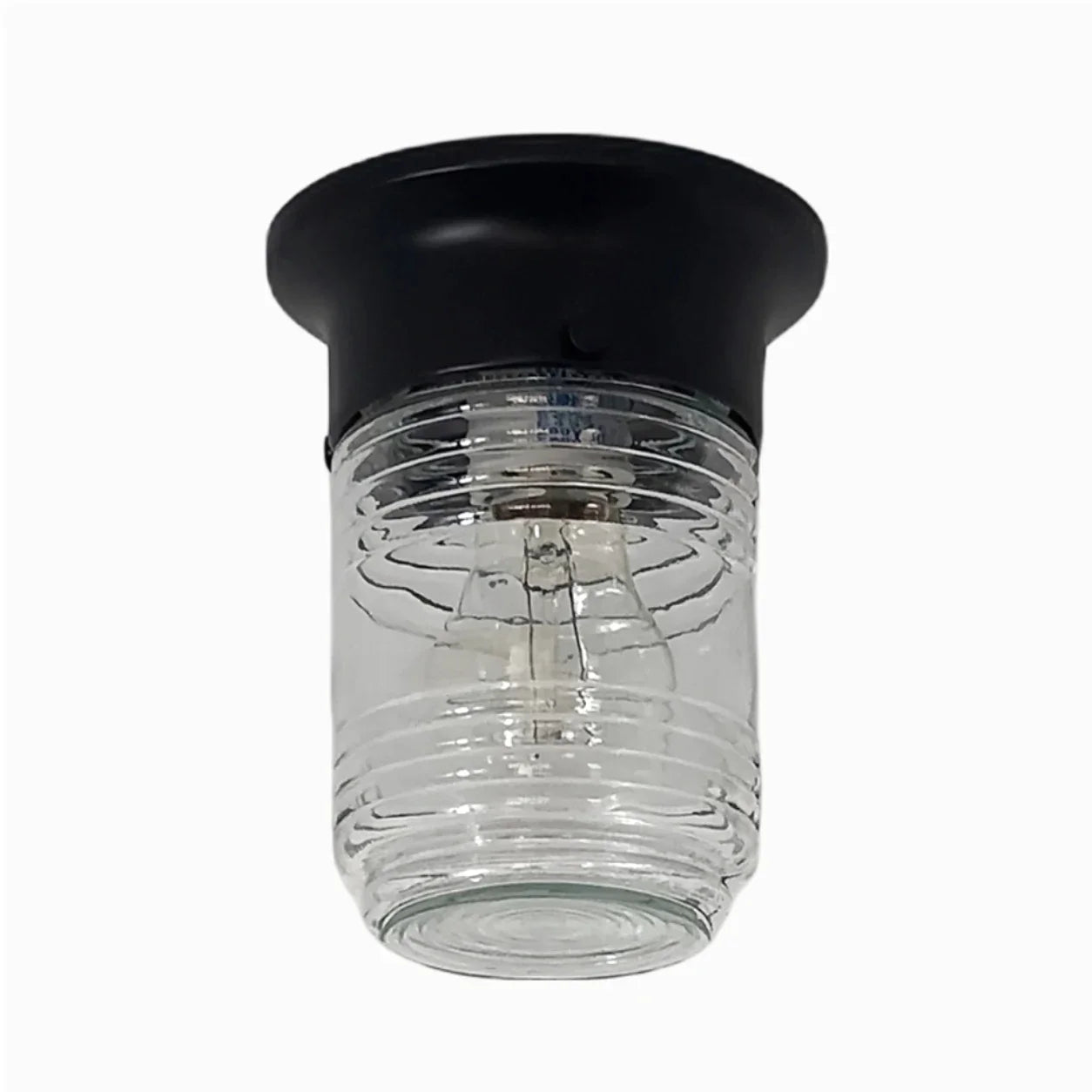 Style J minimalist glass ceiling lamp in black finish