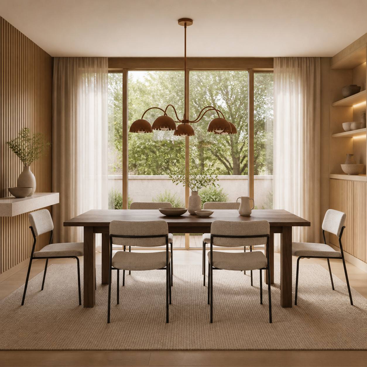 Lustrona Modern Chandelier – Artistic Metal Structure Statement Light for Living or Dining Areas