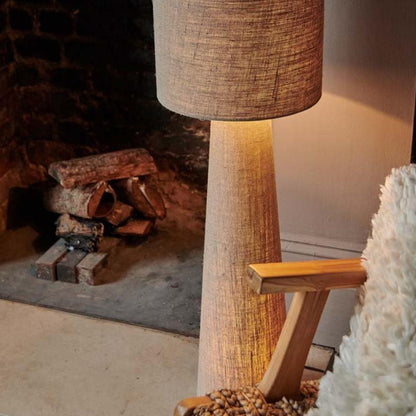 Rustikale zylindrische Leinen Stehlampe für Wohnzimmer