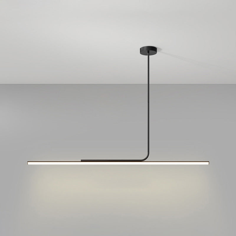 Schlanke asymmetrische lineare Pendelleuchte Schwarz-Weiß-Finish Deckenleuchte
