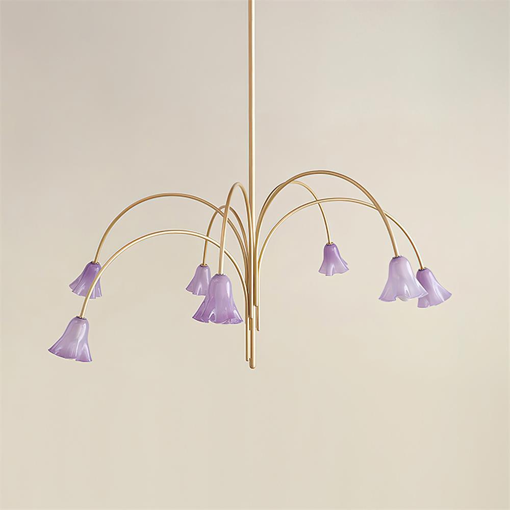 Bellina Sculptural Glass Lily Chandelier – Modern Romantic Pendant Light for High Ceilings