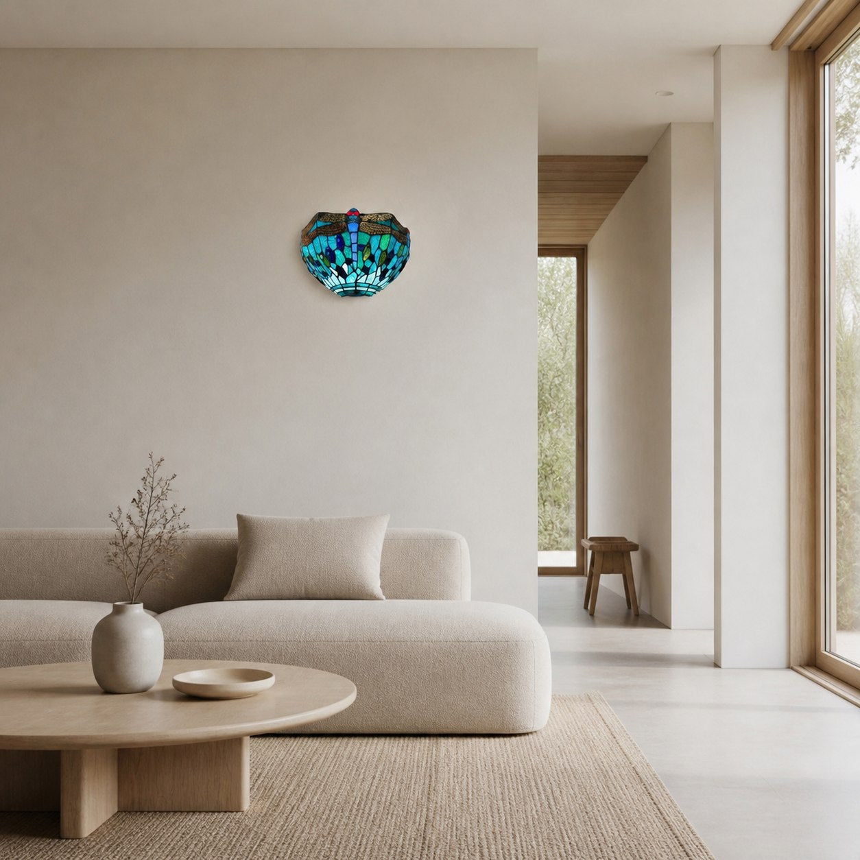 TF Dragonfly Pattern Wall light – Classic Hand-Cut Stained-Glass for Hallways & Bedrooms