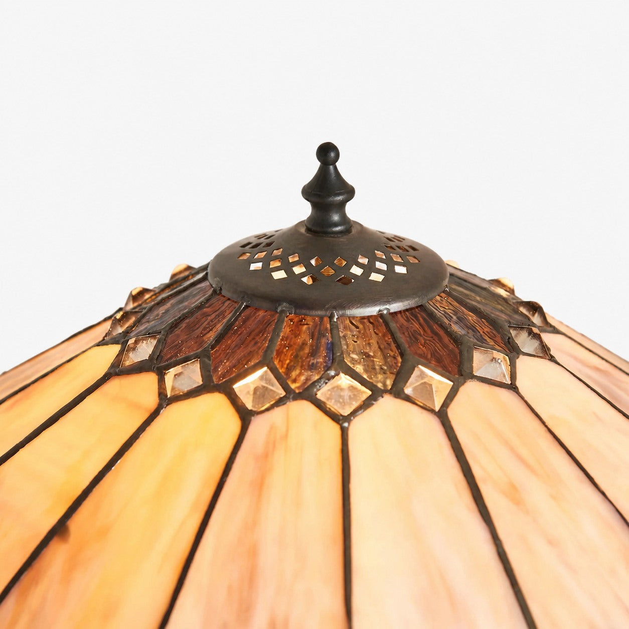 TF Brooklyn Tiffany Lamp Stained Glass Mosaic Table Lamp - Classic Art Deco Style for Living Room