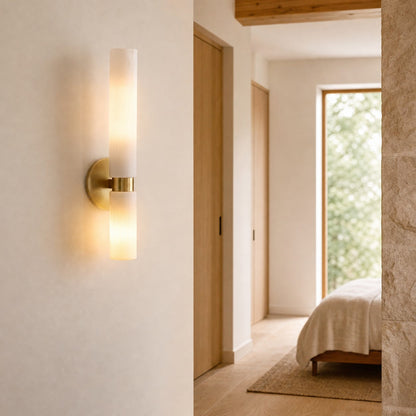 Rivora Doppel-Wandleuchte aus geriffeltem Glas, kurze Form, für drinnen und draußen, elegante Wandleuchte