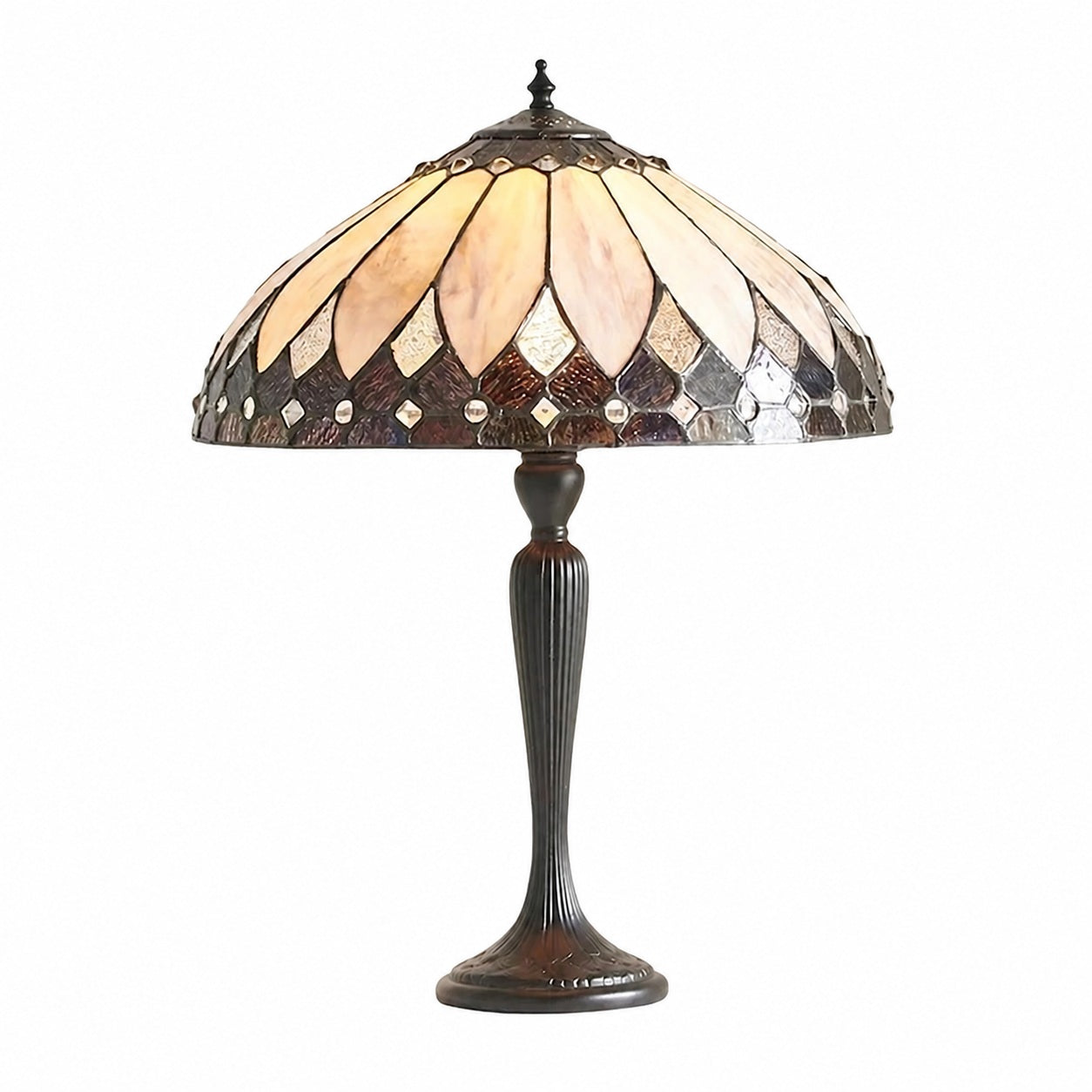 TF Brooklyn Tiffany Lamp Stained Glass Mosaic Table Lamp - Classic Art Deco Style for Living Room