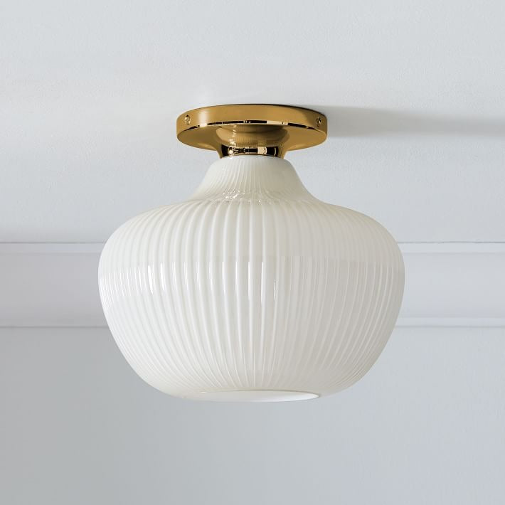 Rivrona Glass Flush Mount Ceiling Light - Modern Champagne Globe Design