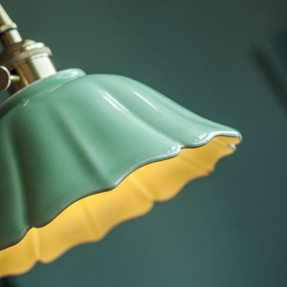 Vintage Celadon Ceramic Lotus Pendant Light