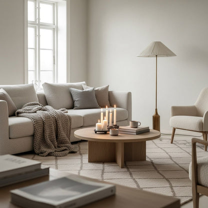 Lindi - aged brass and linen scalloped floor lamp