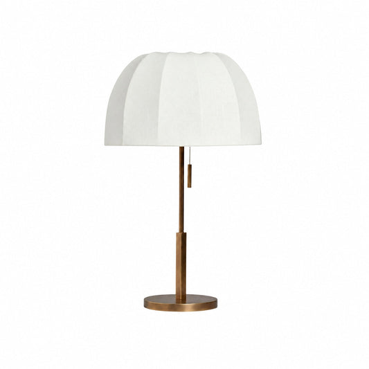 Vellaro Elegant Brass Table Lamp with Fabric Shade – Bedside Light for Contemporary Bedroom