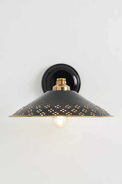 Auriglow Modern Perforated Wall Sconce – Brass Accent Light for Bedroom or Hallway