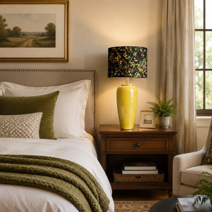 Ceramic table lamp with floral shade
