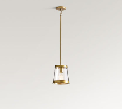 Driscoll Glass Drum Pendant Light - Contemporary Brass Hanging Lamp