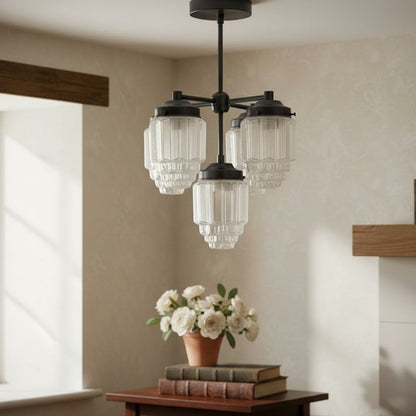 Tierlux Glass Chandelier – Vintage Brass Globe Lighting Fixture