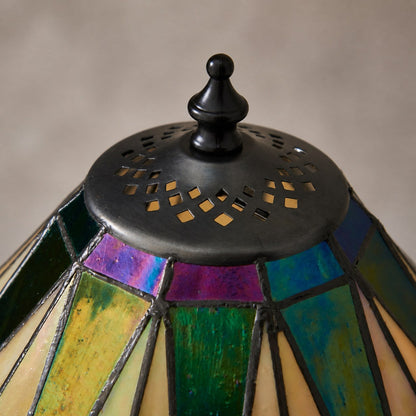 TF Dark Star Tiffany Style Geometric Shade Table Lamp for Bedroom and Accent Lighting