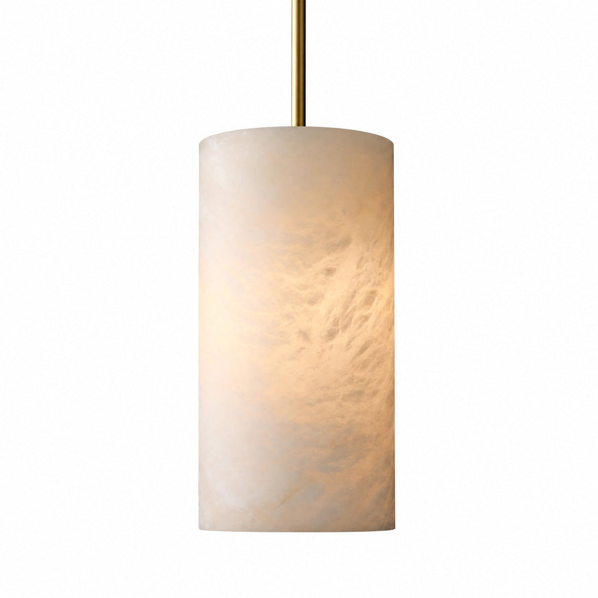 Hand Carved Alabaster Cylinder Pendant Light