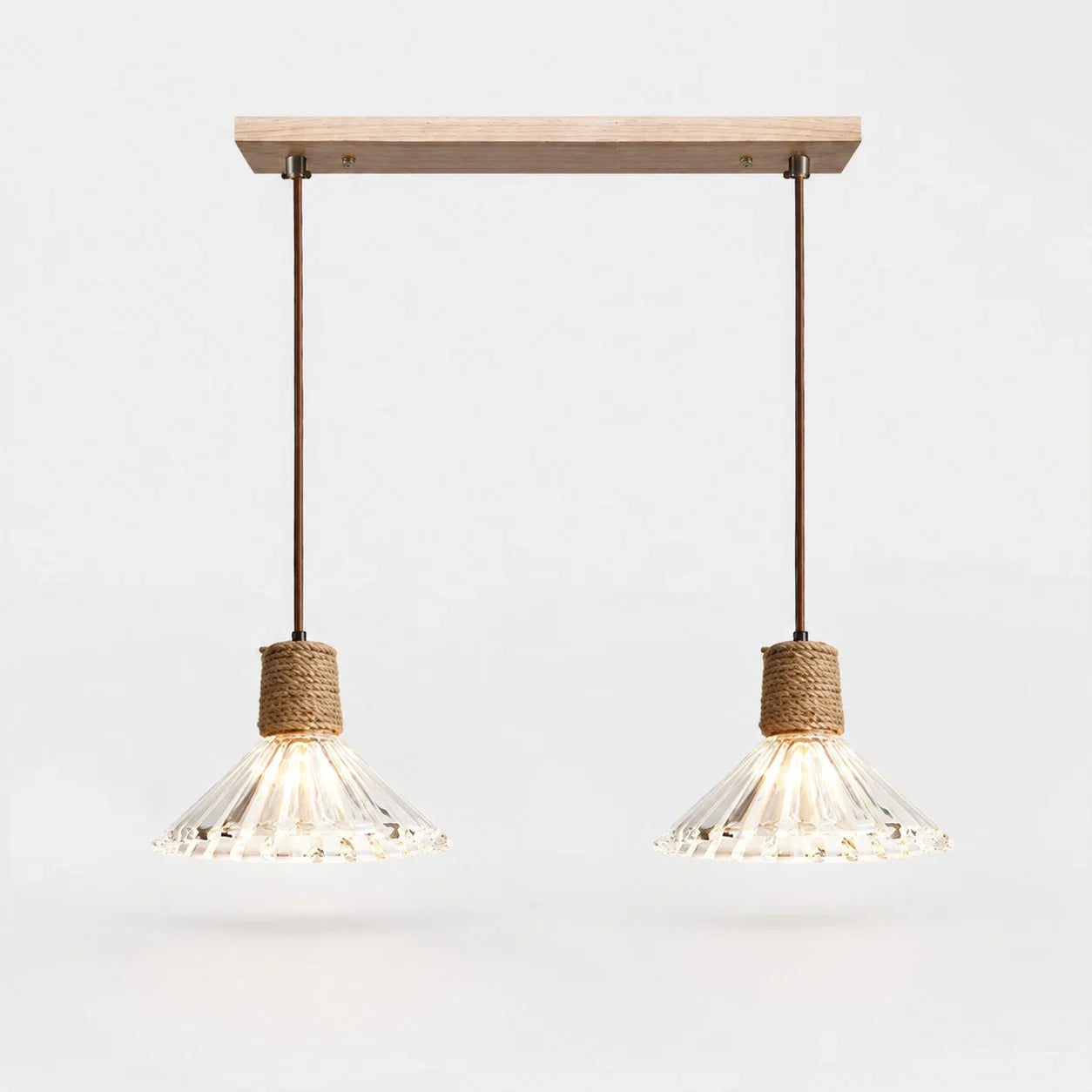 Rustic Woven Rope Glass Pendant Light Collection