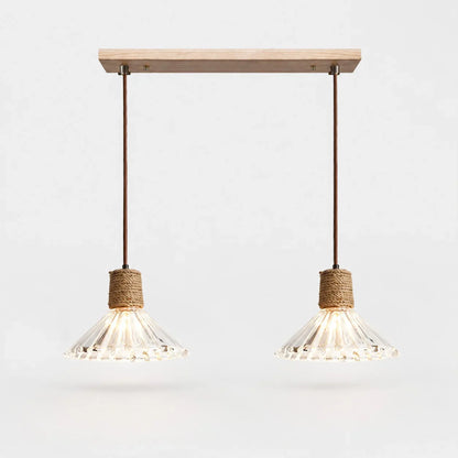 Rustic Woven Rope Glass Pendant Light Collection