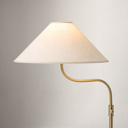 Fibura Modern Linen-Shade Adjustable Floor Lamp with Sleek Metal Arc for Living Rooms and Bedrooms