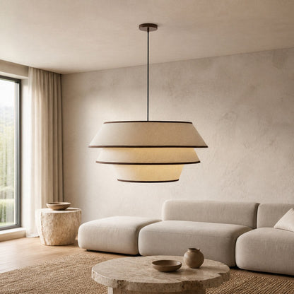 Tarivon Pendelleuchte mit Stahlrahmen und Stoffschirm – Moderne Hängelampe für Esszimmer