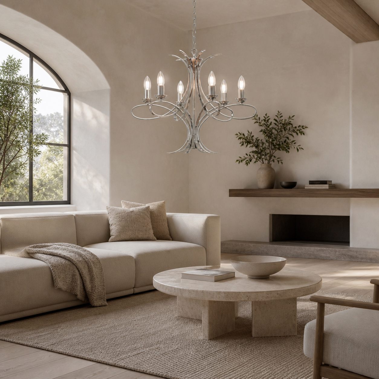 Foline Geometrischer Kronleuchter – Nickel-Finish, stimmungsvolles Licht für Flure und Küchen