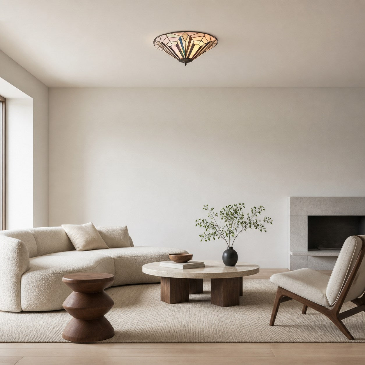 TF Astoria Modern Deco Flush Mount Ceiling Light with Textured Glass – Elegant Home Lighting Fixture