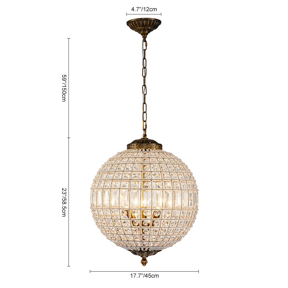 Luxuriöse Vintage Kristall Kugel Pendelleuchte