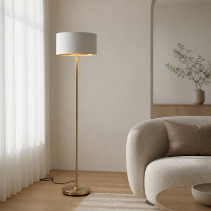 Tela Drum Shade Floor Lamp - Contemporary Fabric Standing Lamp for Home Office