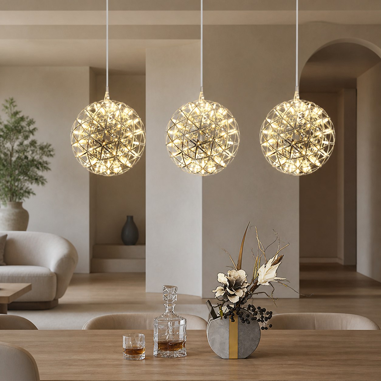 Silver Spark Ball Pendant Light