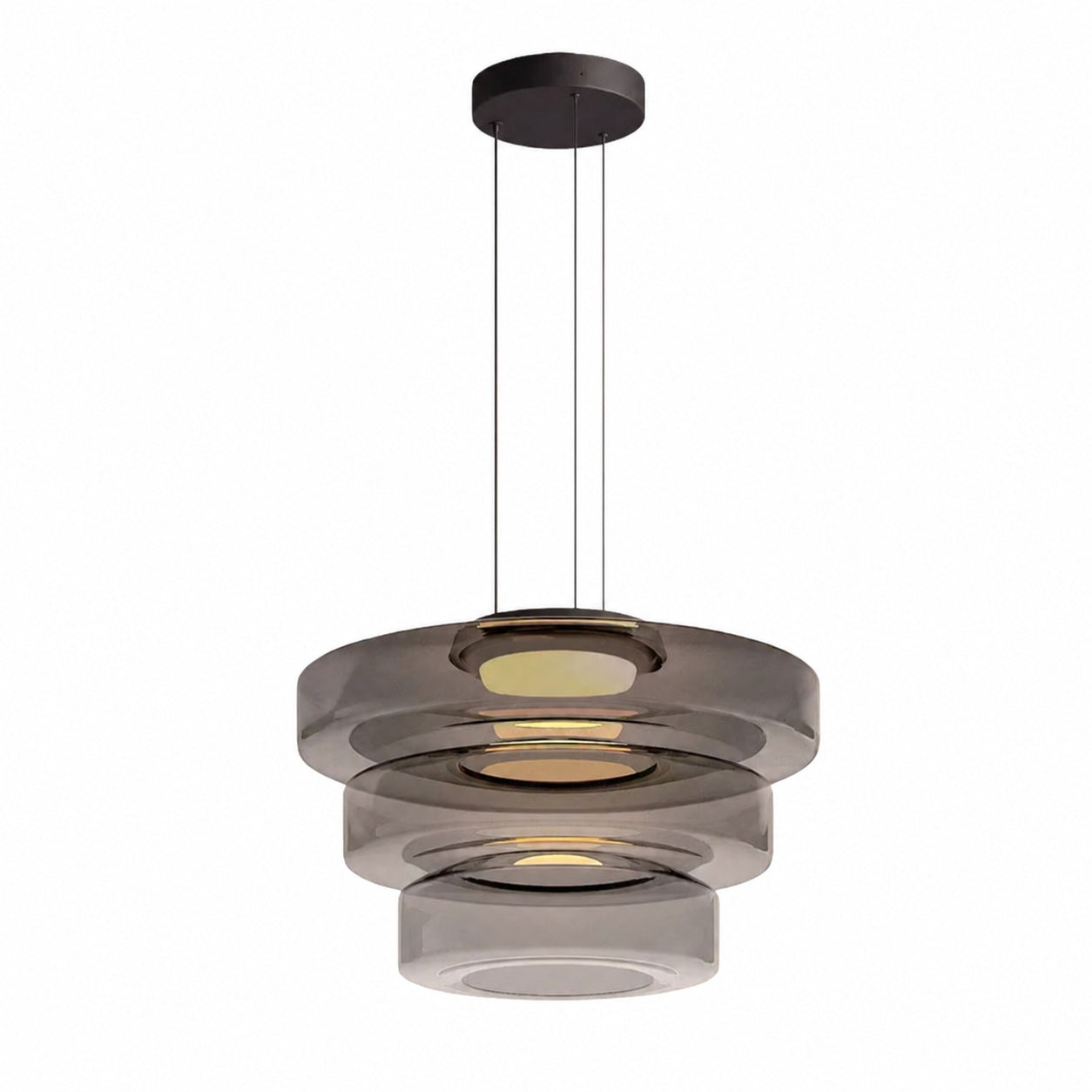 Nora Contemporary Multi-Layer Glass Pendant Lamp - Adjustable Hanging Light for Living Room or Kitchen Island