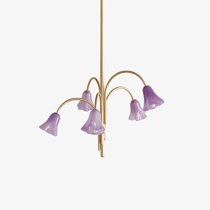 Bellina Sculptural Glass Lily Chandelier – Modern Romantic Pendant Light for High Ceilings