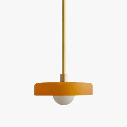 Kalo Modern Pendant Light - Sleek Metal Rod and Disc Orb Glass Design