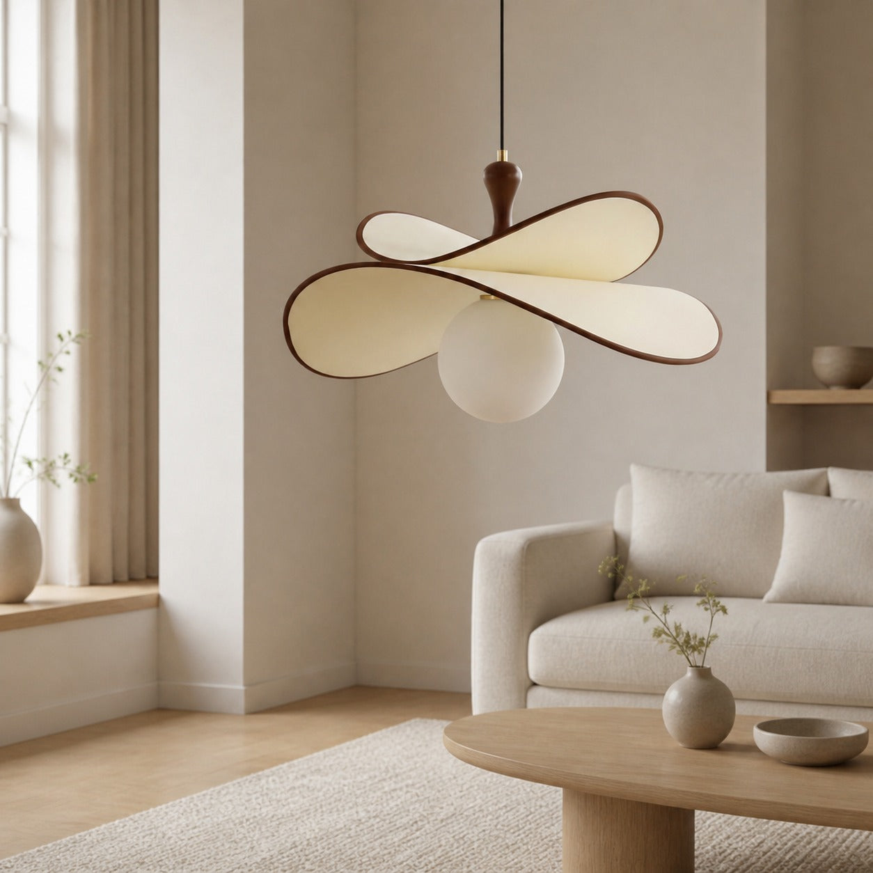Orrise Floating Glass Globe Pendant with Metal Accents - Modern Minimalist lights for Kitchen and Dining Rooms