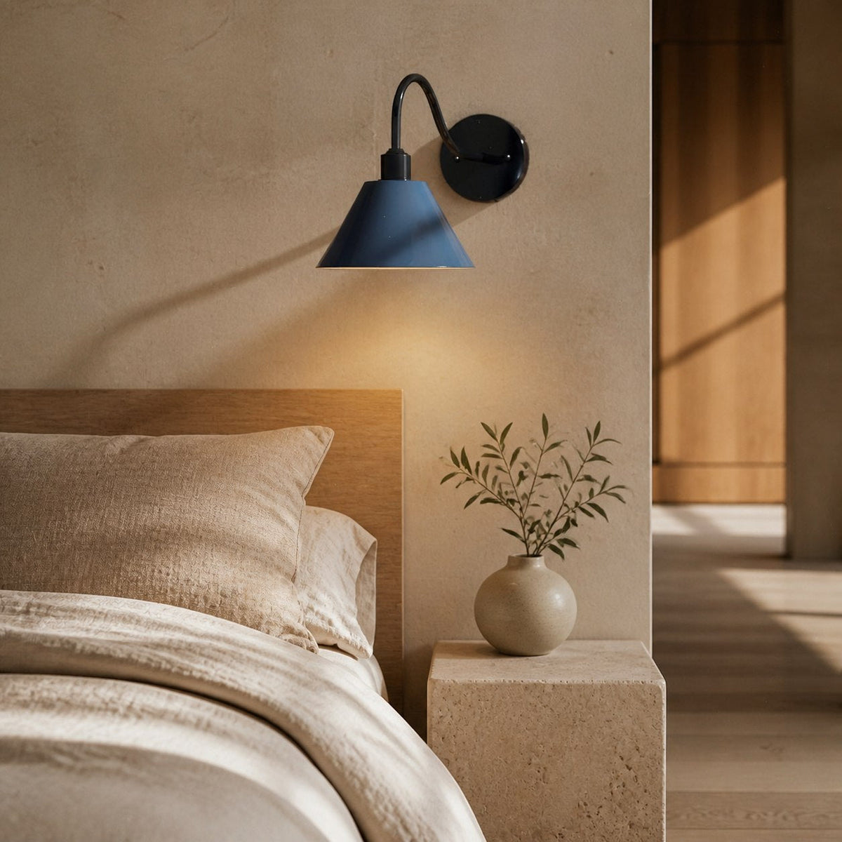 Narix Tapered Metal Wall Sconce - Clean Industrial Design in Contemporary Style for Bedroom and Lounge