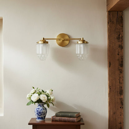 Tierlux Glass Vanity Light - Art Deco Bathroom Fixture with Skyscraper Shades