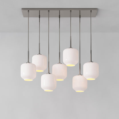 Lumivelle Sculptural 7-Light Chandelier – Adjustable Height Modern Glass Pendant
